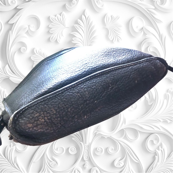 LL Bean Black Crossbody Bag H2F All Leather Classic Pebble Roomy *Needs TLC* - Picture 10 of 13